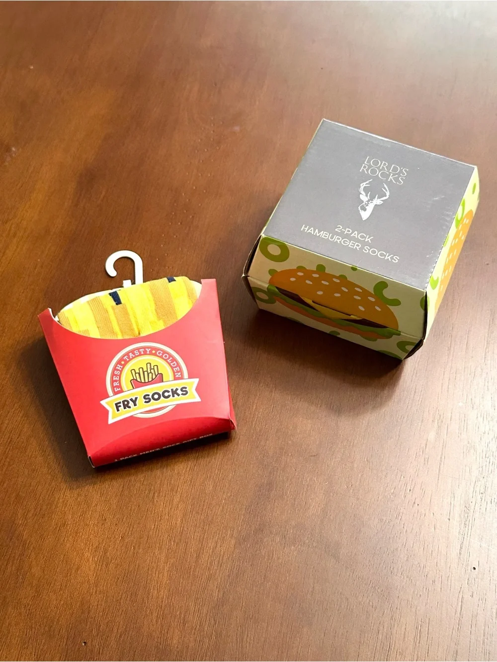 Men’s Novelty 2-Pack Hamburger & Fry Socks Set US Men 8-12